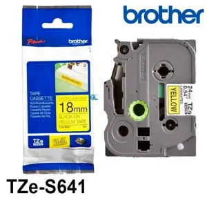 CINTA BROTHER TZE-S641 NEGRO SOBRE AMARILLO 18MM 3/4" X 8 MTS.
