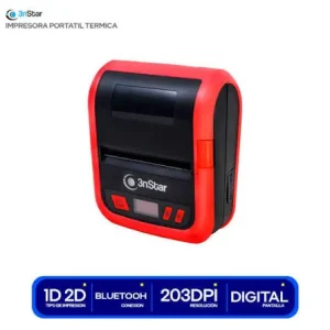 IMPRESORA 3NSTAR PPT305BT TÉRMICA MÓVIL DE ETIQUETAS BLUETOOTH NEGRO/ROJO