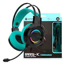 AUDIFONO ANTRYX IRIS-K TURQUISE RAINBOW CON MICROFONO 7.1 VIRTUAL SURROUND (PN:AGH-7100KTE)