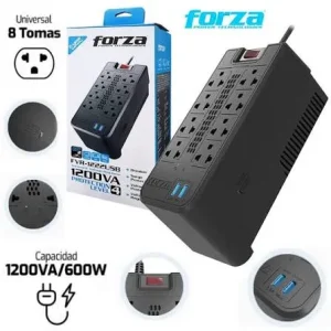 ESTABILIZADOR  FORZA 1200VA FVR-1222USB NEGRO