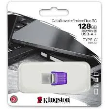 MEMORIA FLASH USB KINGSTON DATA TRAVELER MICRODUO 3C, 128GB, DUAL USB TIPO-A/USB TIPO-C 3.1