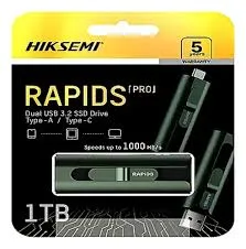 MEMORIA USB/SSD  HIKSEMI RAPIDS DUAL 1TB (HS-USB-560-1T-U3) USB 3.2 TYPE-C / 560 MBPS / BLACK