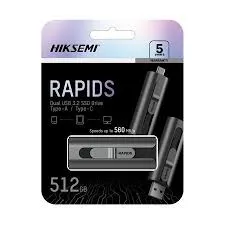 MEMORIA USB SSD HIKSEMI RAPIDS DUAL 512GB (HS-USB-560-512G-U3) USB 3.2 TYPE-C / 560 MBPS / BLACK