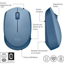 MOUSE OPTICO INALAMBRICO LOGITECH M170, AMBIDIESTRO, RECEPTOR USB, 2.4 GHZ, BLUE GRAY