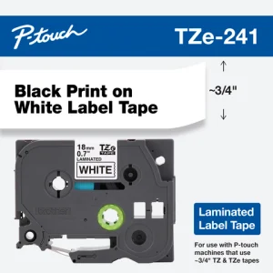 CINTA NEGRO SOBRE BLANCO ANCHO: 18 MM. LONGITUD: 8 M. TZE241