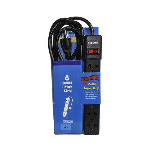 SUPRESOR DE PICOS 6 TOMAS DELCOM PREIMUN 5 METROS NEGRO