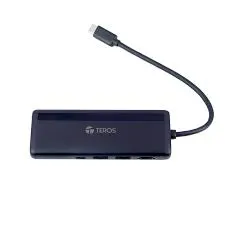 CONCENTRADOR DE PUERTOS (HUB) TEROS TE-7134N GEN 3 USB-C, 7 EN 1 NEGRO
