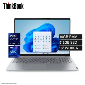 NOTEBOOK LENOVO THINKBOOK 16 G8 16" WUXGA IPS, CORE ULTRA 7 155H 4.8GHZ, 16GB/1TB WIN 11 PRO PN: 21MS00B3LM