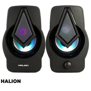 PARLANTE HALION GAMER 2.0 S266 (HA-S266) DIAMANTE GRANDE, INTERFAZ JACK 3.5MM, 6W, USB, RGB, NEGRO