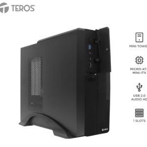 CASE TEROS TE-1039S, SLIM, 250 W, USB 3.0 / USB 2.0, AUDIO HD, DVD, NEGRO