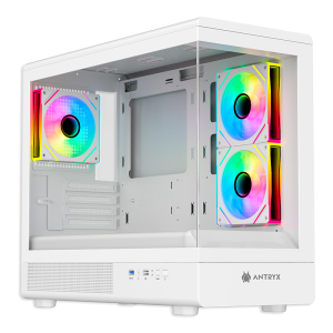 CASE ANTRYX FX630M WHITE ARGB SIN FUENTE VIDRIO TEMPLADO MINI TOWER