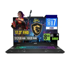 NOTEBOOK  MSI CYBORG 17( 9S7-17U332-047 )/INTEL CORE 7 240H 2.5GHZ-5.2GHZ/16GB/ SSD 512GB /17.3" FHD IPS | RTX 5060 NVIDIA 8GB DDR7