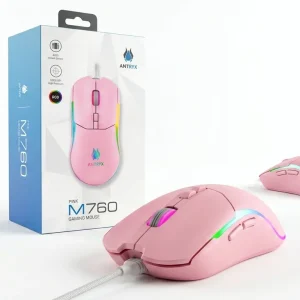 MOUSE ANTRYX CHROME STORM M760 ( AGM-M760K ) | GAMING | 12800 PDI | LED - RGB PINK