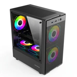 CASE DATAONE (NOVA BP4) SIN FUENTE, NEGRO, MICRO-ATX, 2 PANEL VIDRIO, X1 FAN, LED-RGB