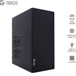 CASE CON FUENTE TEROS TE-1035S, MINI TOWER, MICRO-ATX / MINI-ITX, USB, AUDIO, 250W